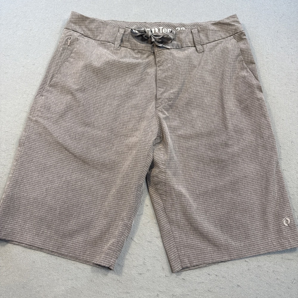 Hang Ten Board Shorts Men 32 Gray Stripe Sport Bermuda Stretch Performance